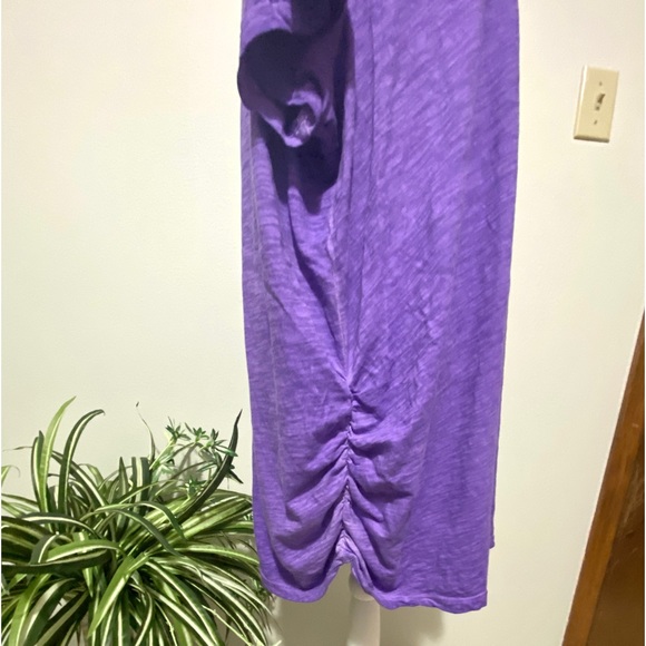 Lane Bryant, Plus Size 26/28 Ruch V-Neck 100% Cotton Purple Blouse - Picture 7 of 8